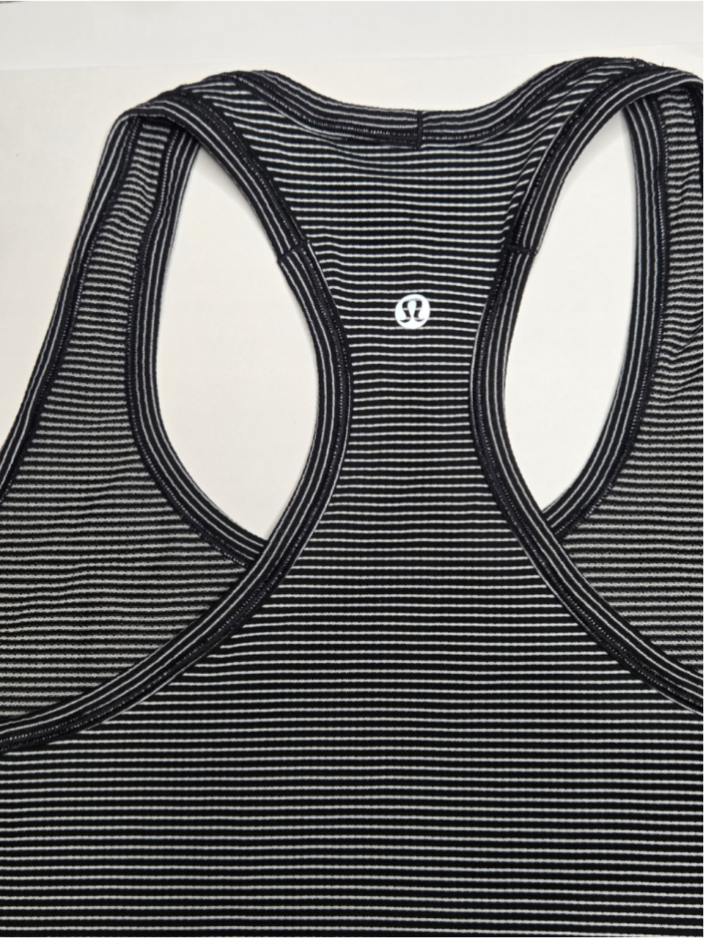 Lululemon Swiftly Tech Racerback Tank Top Women's Size 12 Black White Striped - Picture 8 of 8